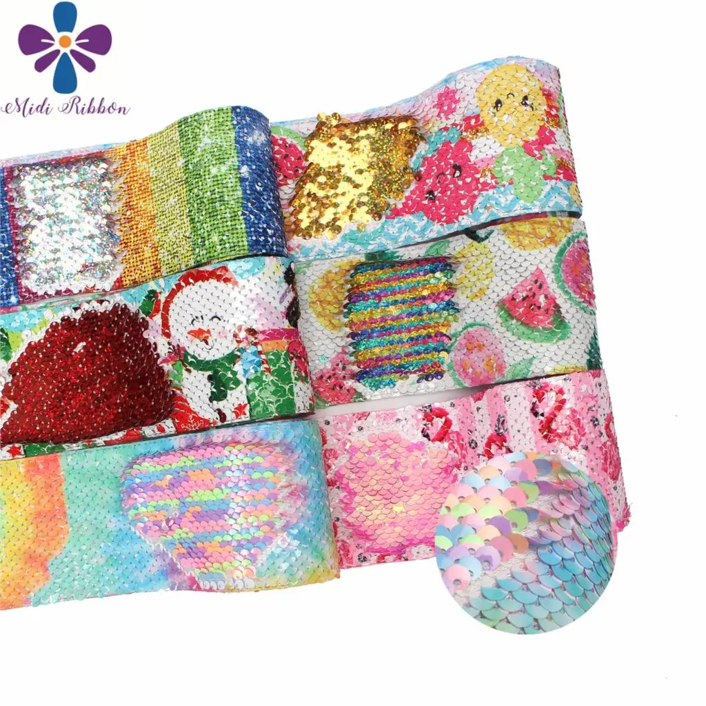 Двухсторонняя Радужная лента с принтом в виде арбуза ананаса авокадо 3 дюйма 75 мм