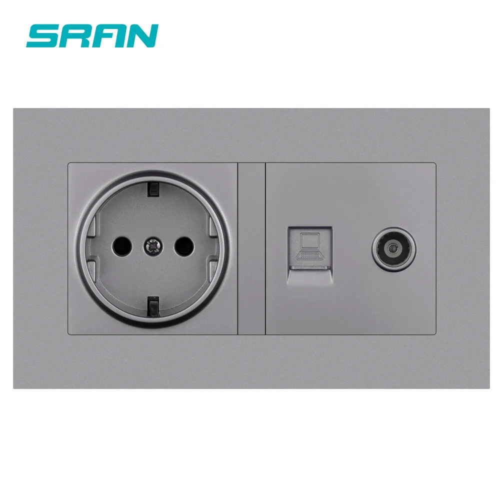 Европейская настенная розетка SRAN + TV с интернет-розеткой RJ45 cat5 огнестойкий