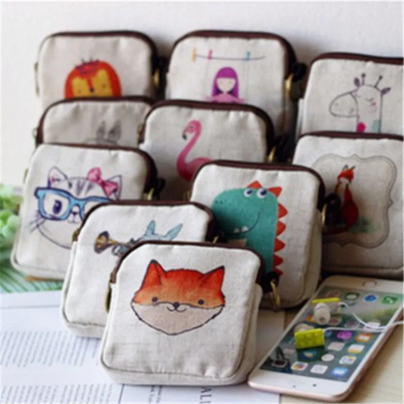 Женский квадратный кошелек милый холщовый для девочек подростков сумочка монет