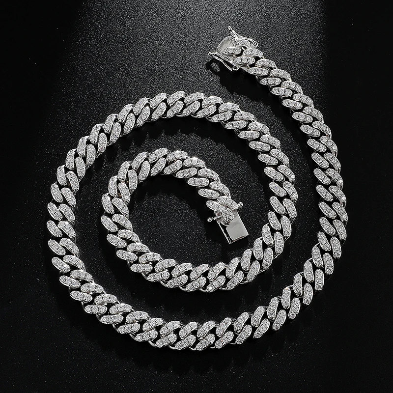 

Hip Hop 10MM Bling Iced Out Cubic Zirconia Bracelet Necklace AAA CZ Stone Tennis Cuban Chain Bracelets For Men Women Jewelry