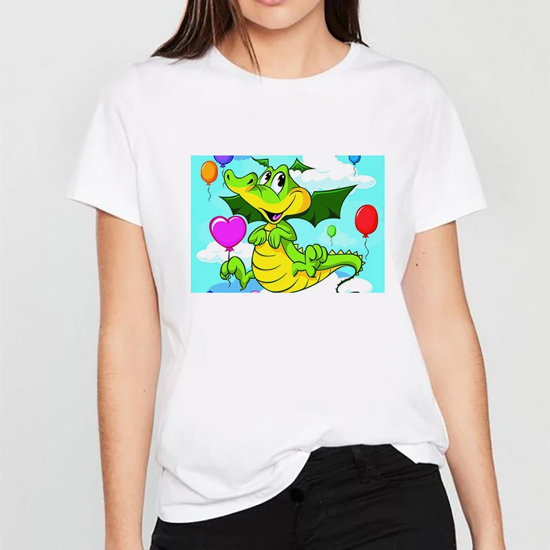 

Vintage Vogue Ullzang Tshirt Harajuku Tops Fashion Cartoon dinosaur T Shirt Women Lovely Print Short Sleeved O-neck T-shirt