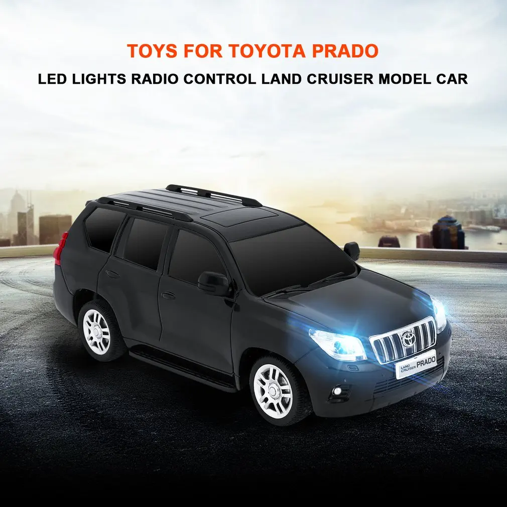 Kid Toys 1:24 Scale LED Lights Radio Control Land Cruiser Model Car for Toyota Prado RC Shock Absorber |