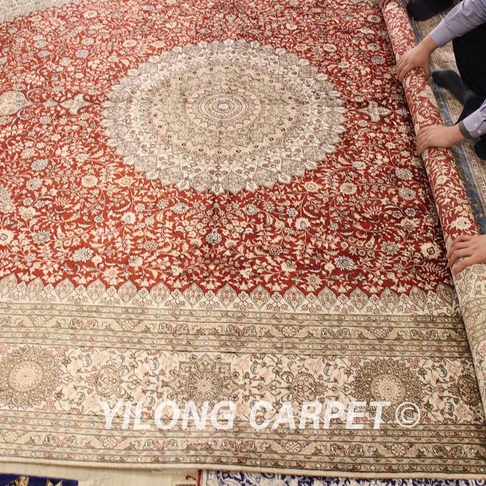 YILONG 9 'x 12' персидский шелковый ковер ручной работы роскошный классический
