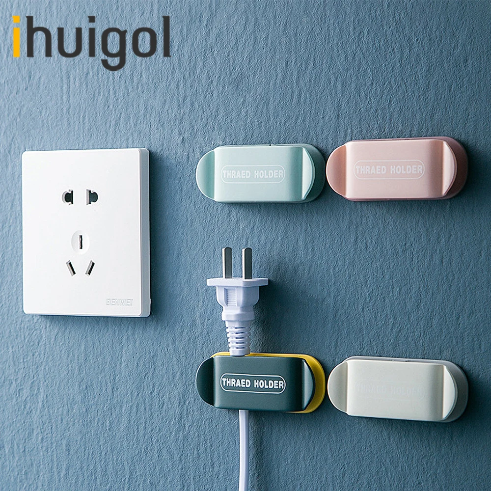 

ihuigol 1/4PC Wall Organizer Storage Hooks Free Punch Cable Storage Power Plug Socket Hanger Holder Multi-function Adhesive Hook