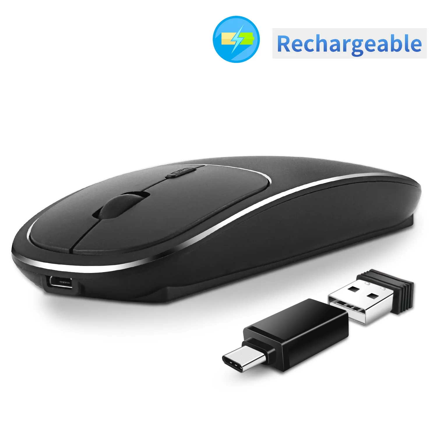 

Aluminum alloy wireless mouse rechargeable Ultra-thin mute mouse notebook computer mouse portable ergonomic optical mouse