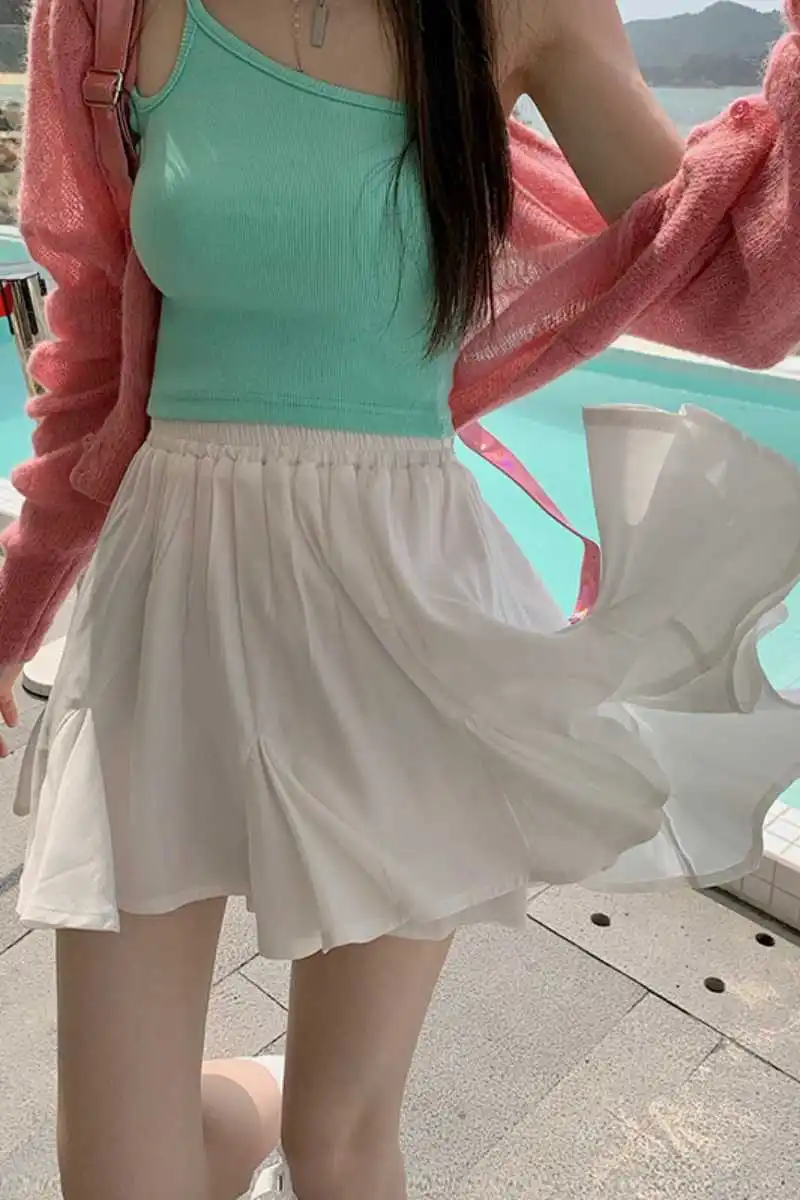 

Top And Skirt Set 2021 Two Piece Crop Sexy Women Skirts Blue Korean Gothic Office Suit new style Fashion Student outfit clothes