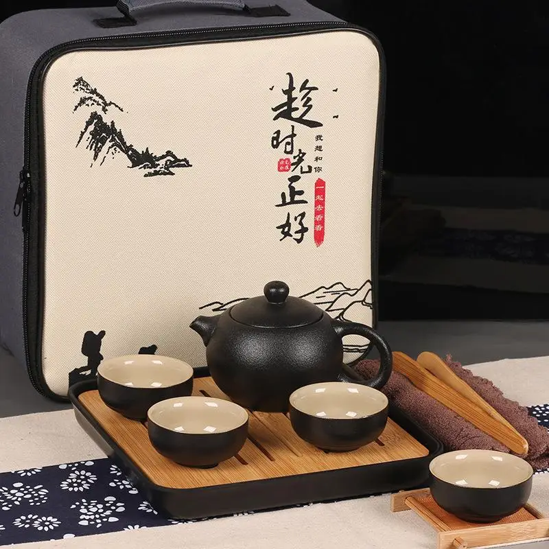 3 Ceramics Tea Set Travel Portable Tea Set Include 1 Teapot 4 Teacups 1bag Teapot Chinese Travel Ceramic Portable Teaset Gaiwan - Цвет: 3