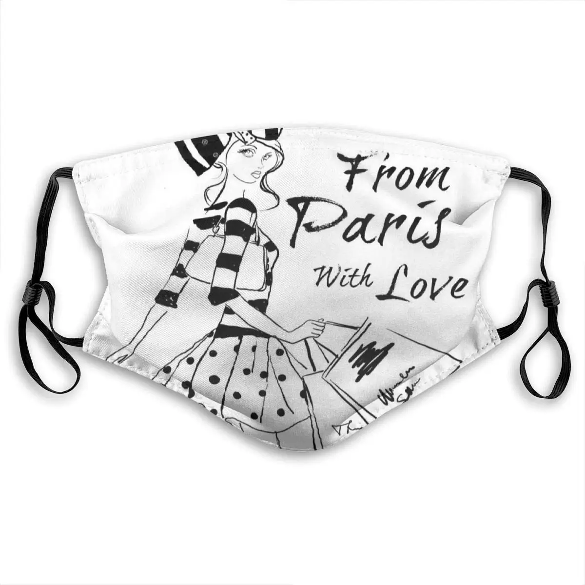 

NYF from Paris with Love Fashion Hand Drawn Girl Figure Shopping Polka Dot Design Skirt Comfortable Tourism Dustproof
