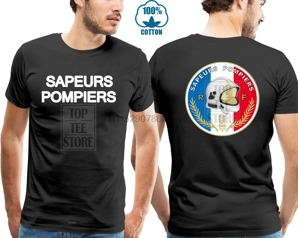 2019 летняя футболка вдохновленная Sapeurs Pompiers Париж Франция пожарный отдел черная