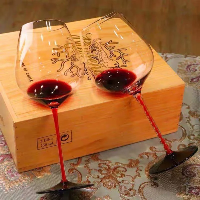 

Single Burgundy Wine Glass, Large Luxury Goblet and Belly