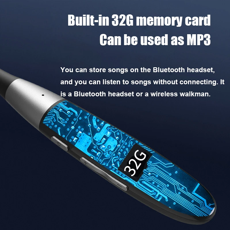 

200 Hours Wireless Fone De Ouvido BluetoothHiFi Bass Headphones Magnetic Sports Waterproof Earplugs 1000 mAh Removable Battery