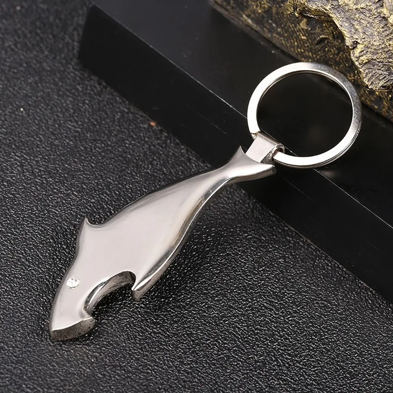 Fashion Creative Shark Bottle Opener Keychains For Men Women Keychain Metal Car Key Ring Bag Wallet Pendant Couple Gift llaveros | Украшения