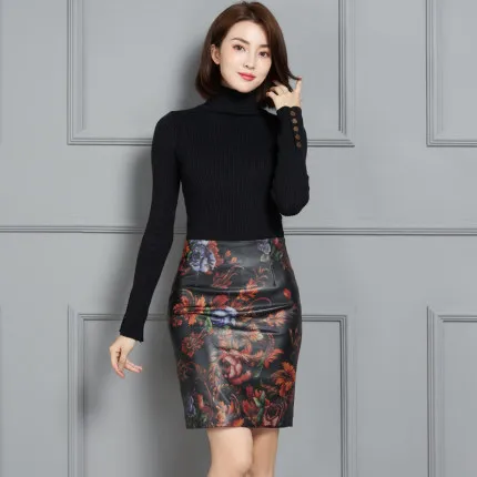 MESHARE New Fashion Genuine Real Sheep Leather Skirt 21K15