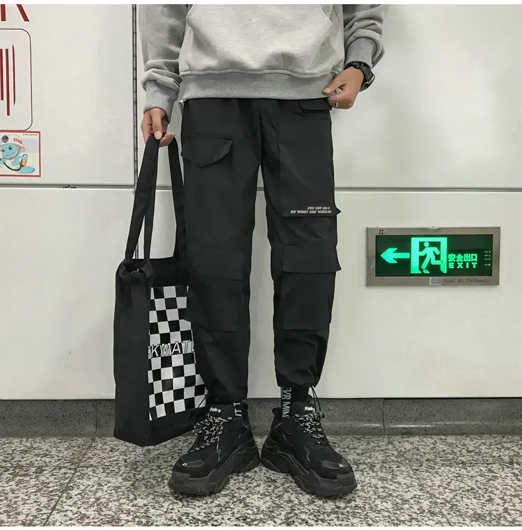 Men Streetwear Cargo Pants 2021 Overalls Mens Baggy Hip Hop Joggers Pants Pockets Harem Pants Purple Sweatpants Korean alibaba pants