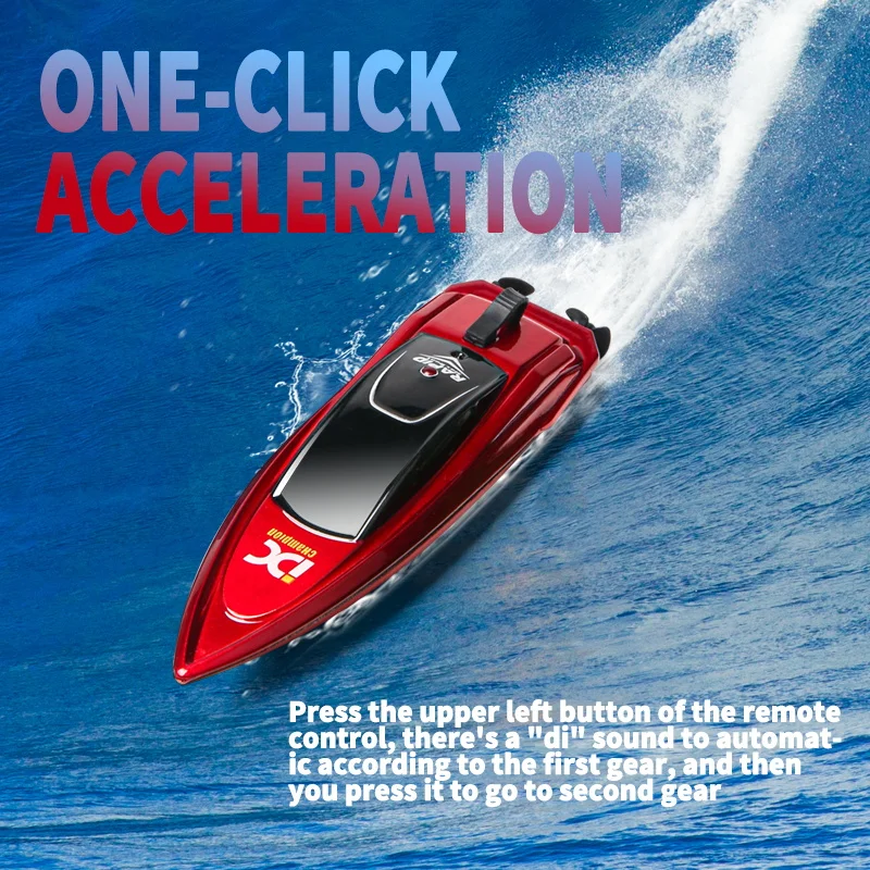 

Mini Portable Dual Motor High Speed RC Boat One-Button Shift Low Battery Warning Crash Resistant Waterproof RC Speedboat Model