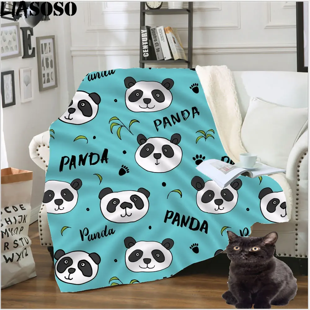 

LIASOSO Panda Blanket Flannel Textile Decor Cartoon Animal Nature Multifunction Soft Throw Blankets for Home Bedroom Quilt