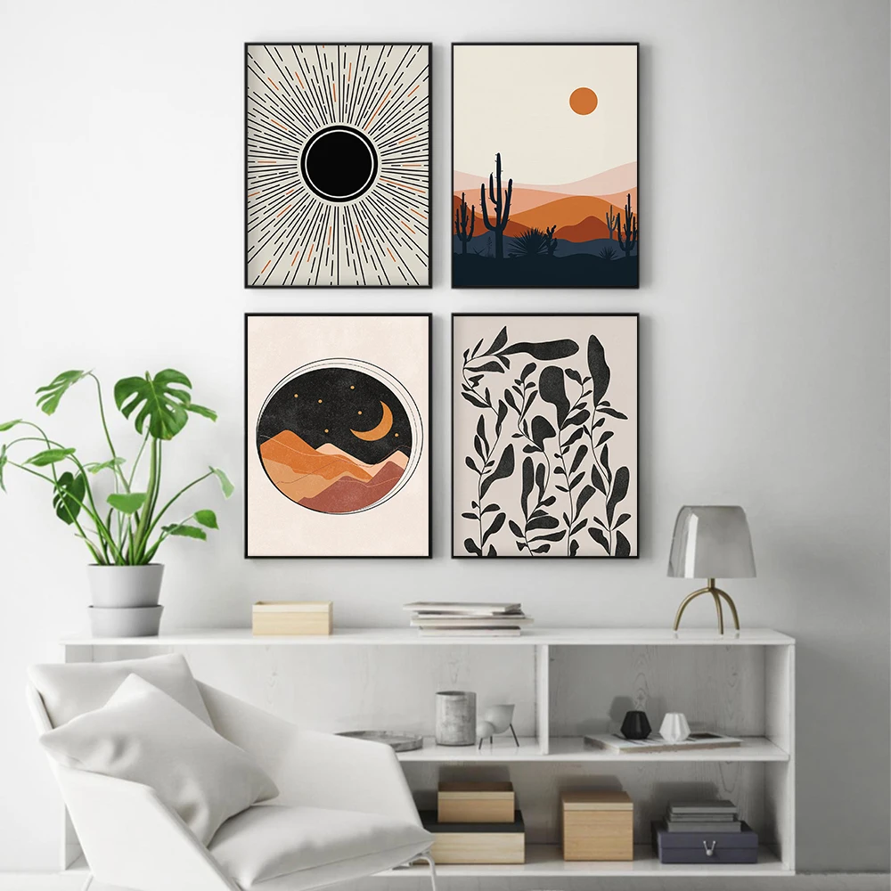 

Modern Scandinavian Sun and Moon Canvas Painting Wall Art Nordic Posters and Prints Wall Pictures for Living Room Decoration
