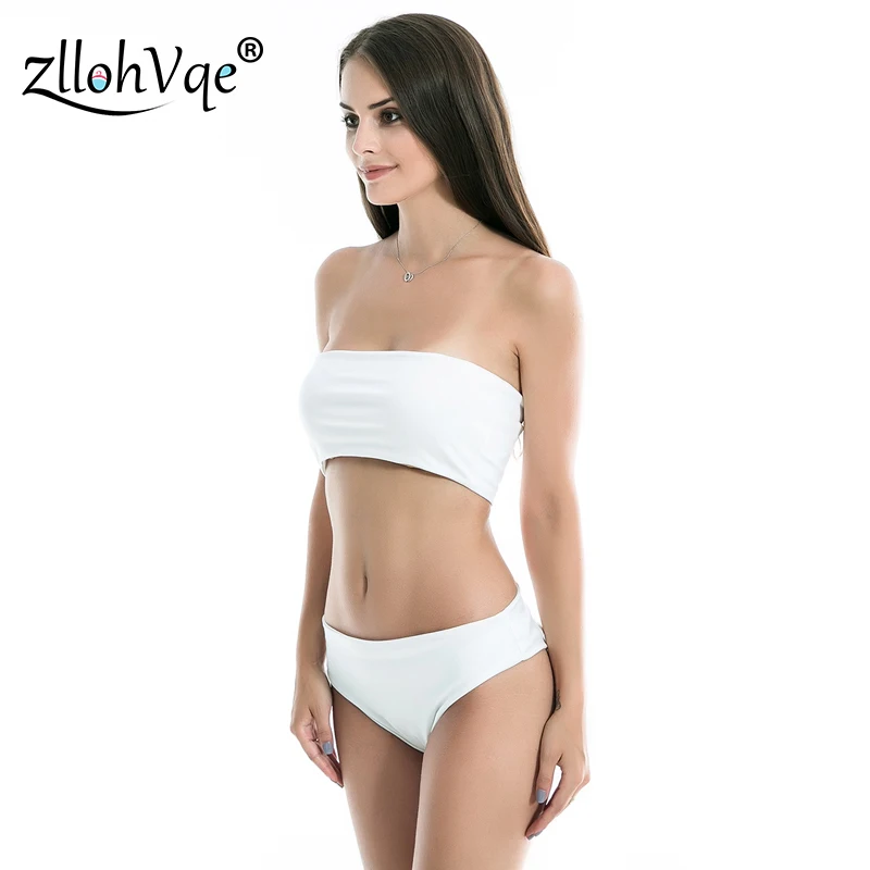 Zllohvqe сексуальное бикини пуш-ап белый купальник без бретелек со средней талией