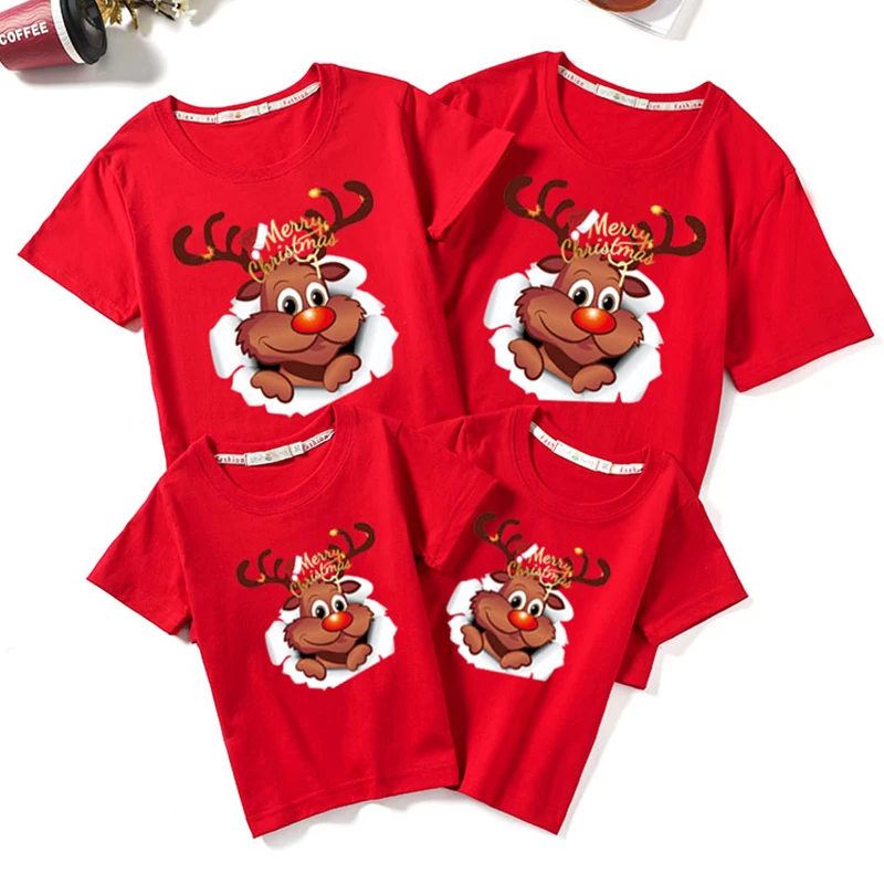 Рождественская семейная футболка Семейные комплекты женская мужская Детская