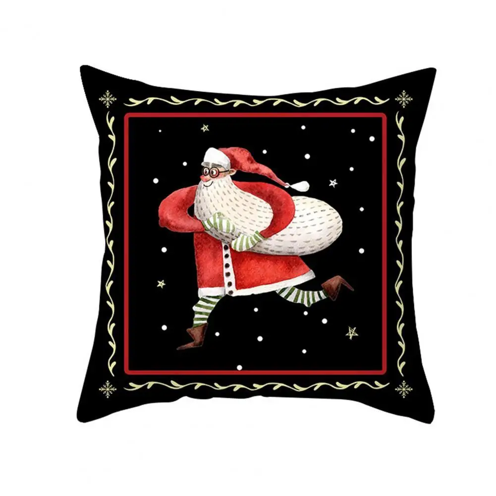 

Pillow Case Polyester Peach Skin Classic Santa Claus Design One Side Printed Home Bedroom Decorative Textile