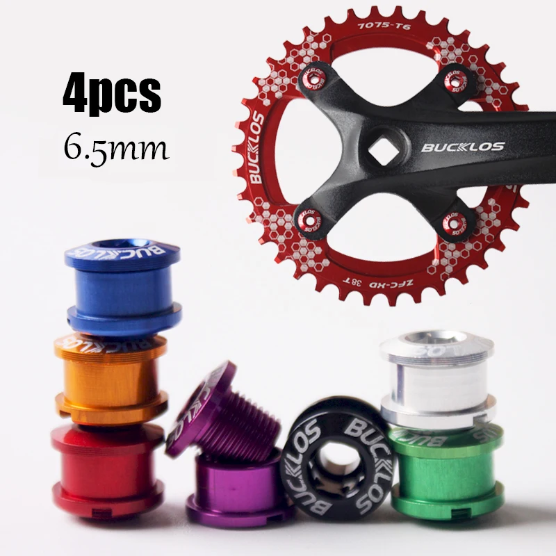 

BUCKLOS 4Pcs MTB Bicycle Chainring Screws Disc Single Speed Chainwheel Screws 6.5mm Aluminum Alloy Chain WheelBolts Bike Parts