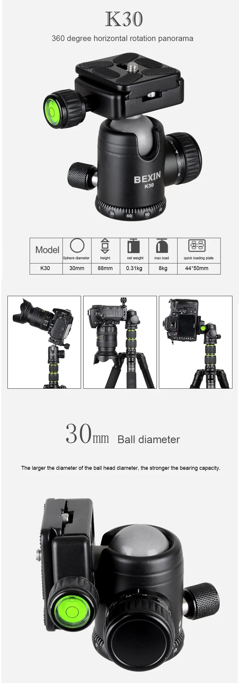 Аксессуары для камеры BEXIN Профессиональный штатив для панорамной камеры dslr с поворотом на 360 градусов монопод с шаровой головкой
