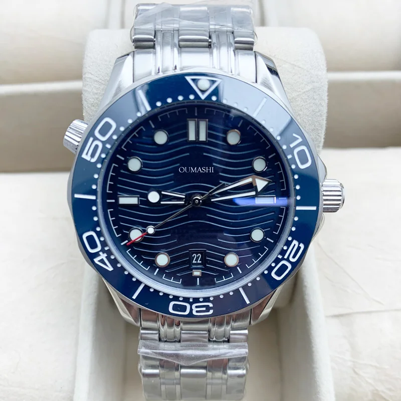 

custom 42mm automatic male watch stainless steel sapphire glass ceramic bezel waterproof luminous mechanical male watch 007