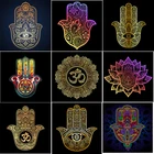 Золотистый постер с изображением марокканской мандалы лотоса, Современная ручная Фатима, Картина на холсте и принты, семейный Декор