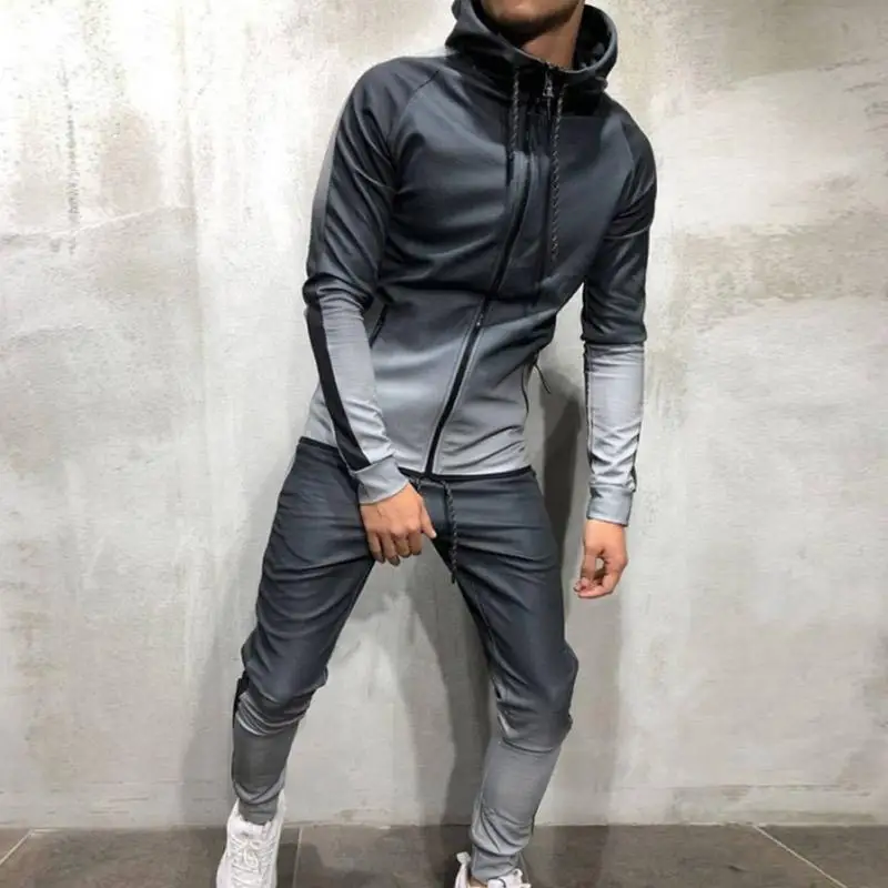 

New Sportswear Set Men 's Spring Autumn Zipper Sweatshirt Series 3d Digital Gradient Color Man Jogging Sports Suit Two - Piece