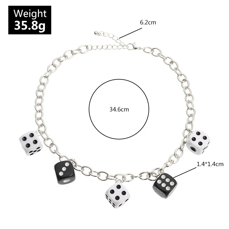 

Big Statement Silver Color 3D Dice Clavicle Chain Necklaces for Women Simple Style Night Club Jewelry Femme Bijuterias Collar