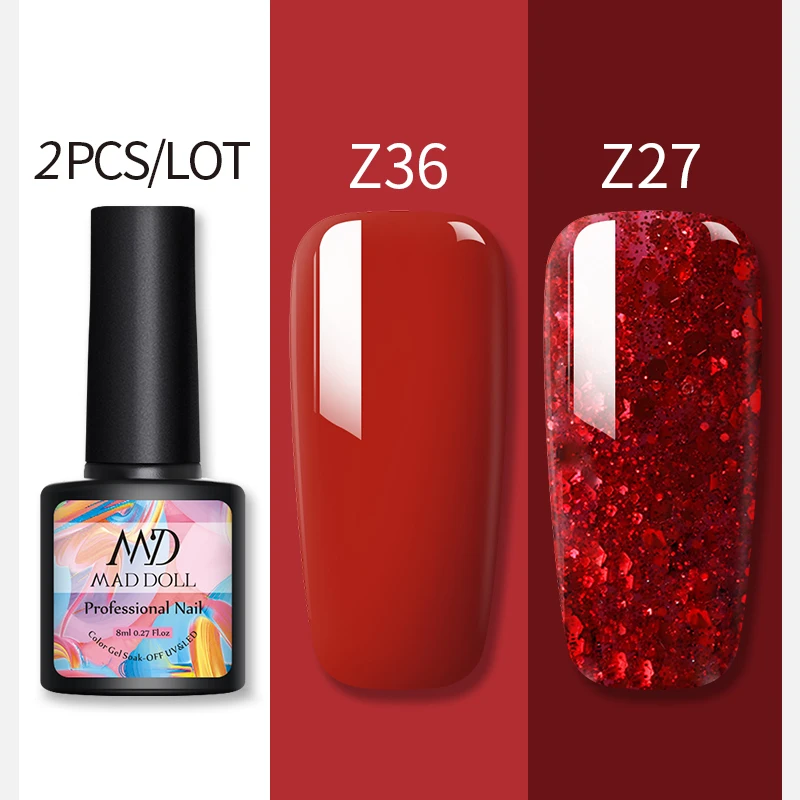 2 бутылки 8 мл Crazy DOLL УФ-гель для ногтей чистый цвет Блестящие Блестки долговечные