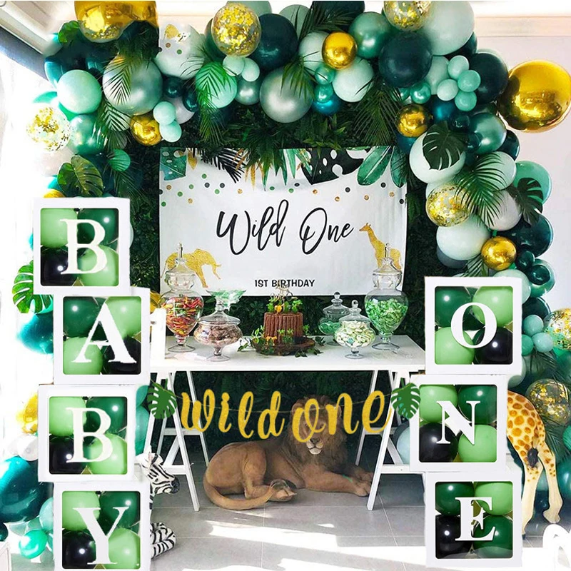 

Wild One Birthday Decor Balloon Garland Banner Safari Jungle Party Decor Kids First 1st Birthday Decoration Baby Shower Boy