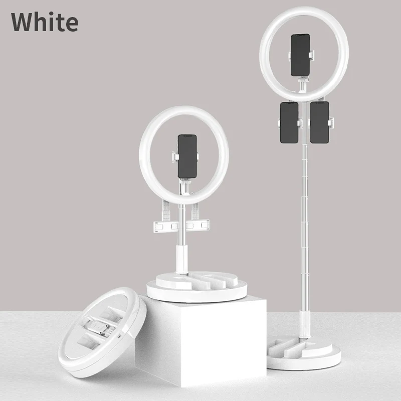 Selfie Ring Light With 3 Cell Phone Holders and 20'' to 66'' Extensible Stand Color Temp Adjustment & 3 Lighting Modes for Live