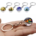 Брелок для ключей с изображением Маленького принца, двусторонний стеклянный шарик, ювелирные изделия, металлический брелок для ключей, автомобильный брелок