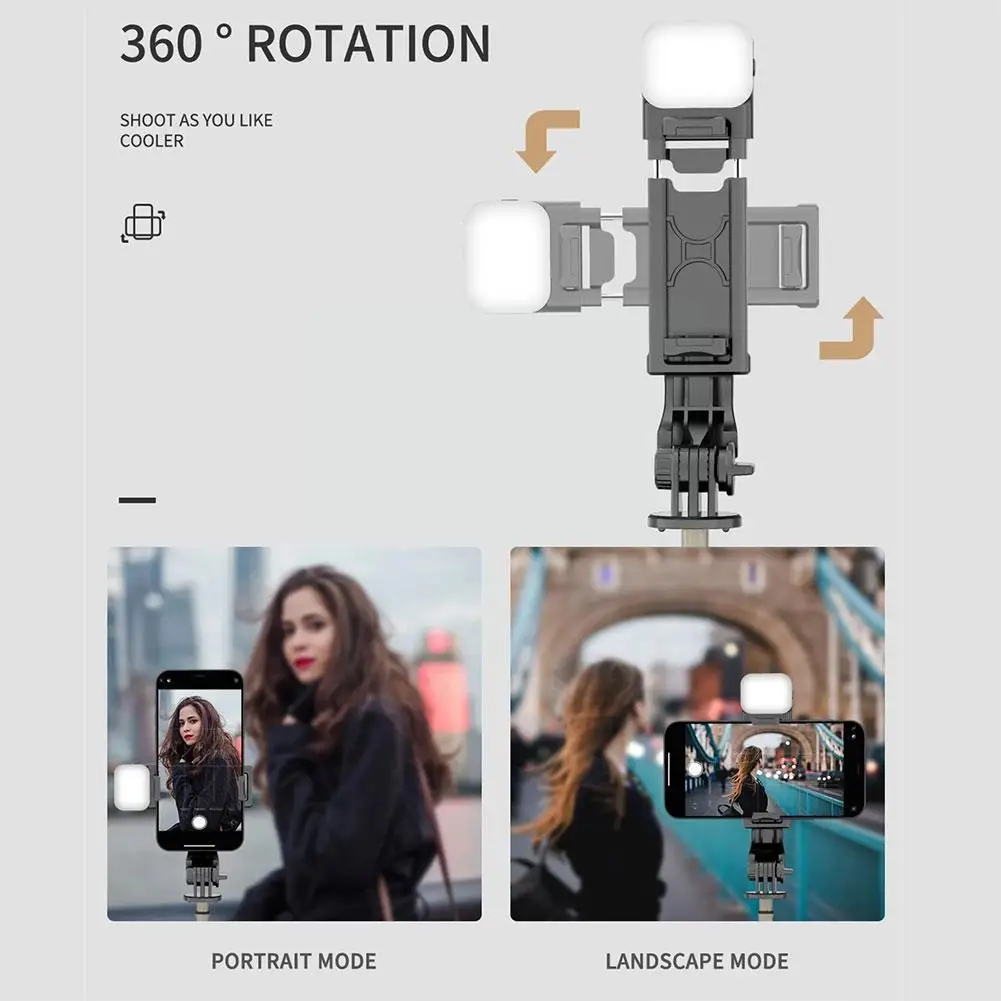 Bluetooth-compatible Selfie Stick Foldable Tripod With Fill Light Shutter Remote For Ios Android W2e1 | Мобильные телефоны и