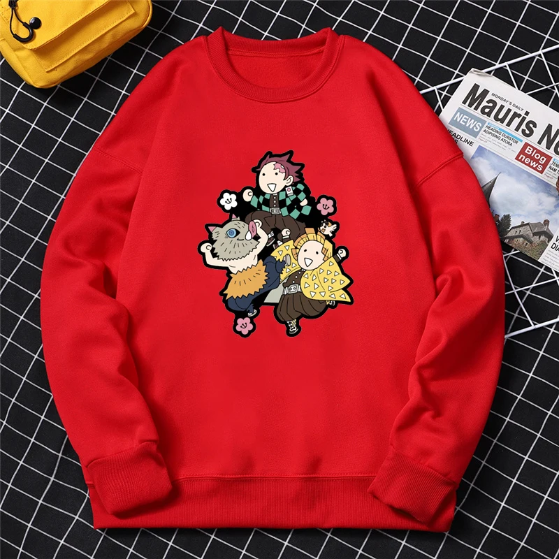 

Hot Sale Kimetsu No Yaiba Anime Men Vogue Hoodie Kawaii Tanjiro and Inosuke Pullover Manga Demon Slayer Harajuku Ropa Hombre