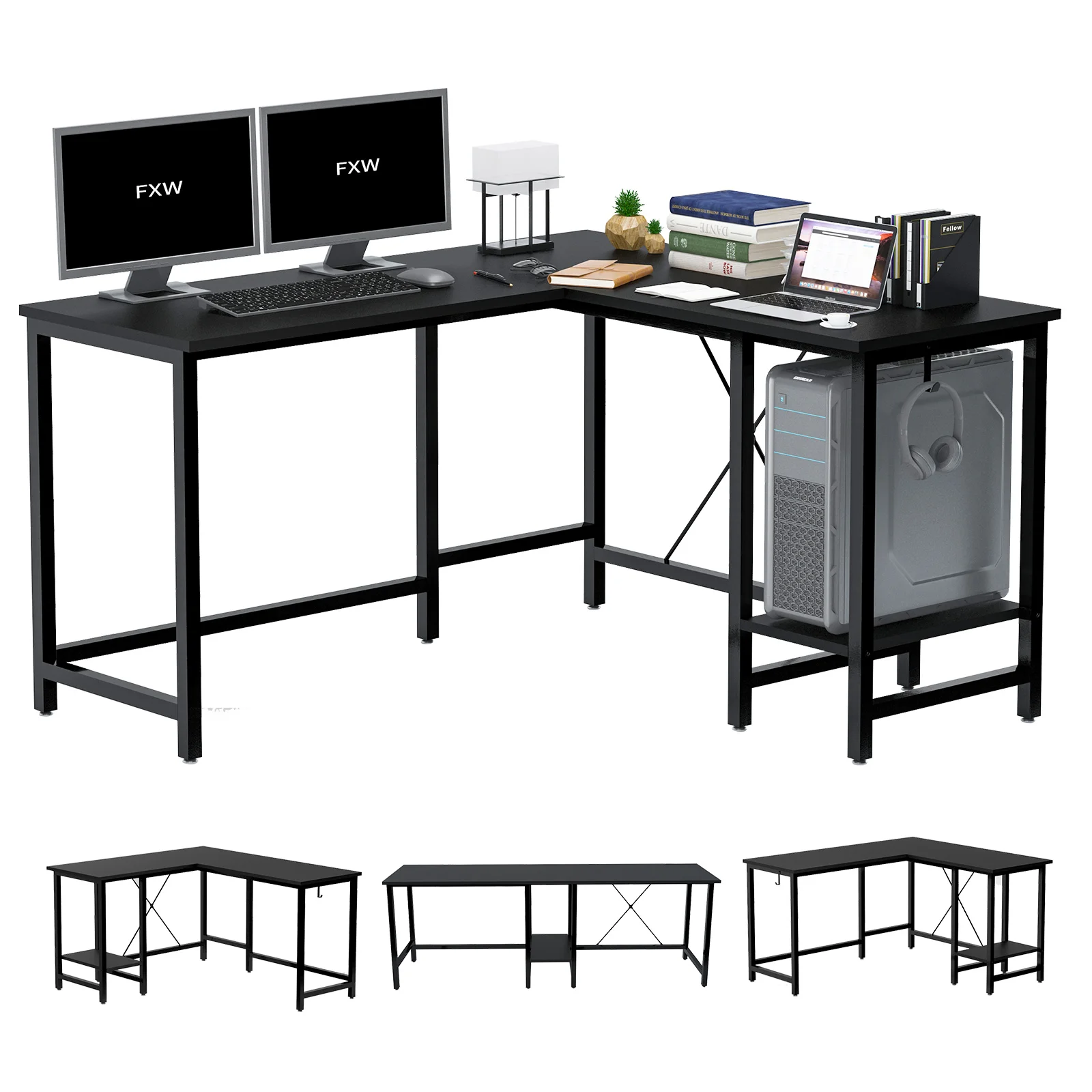 

Регулируемый угловой стол L-образной формы, длинный прямой компьютерный стол для ноутбука, ПК, для дома и офиса, рабочая станция для письма, р...