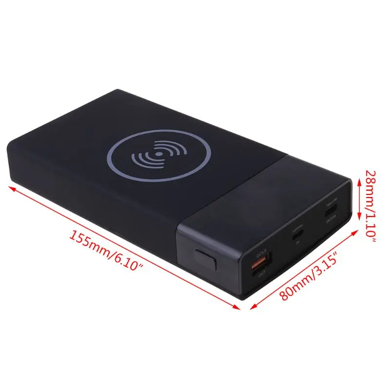 6x18650 Батарея DIY Qi Беспроводной Зарядное устройство QC3.0 Тип USB C быстрой зарядки PD