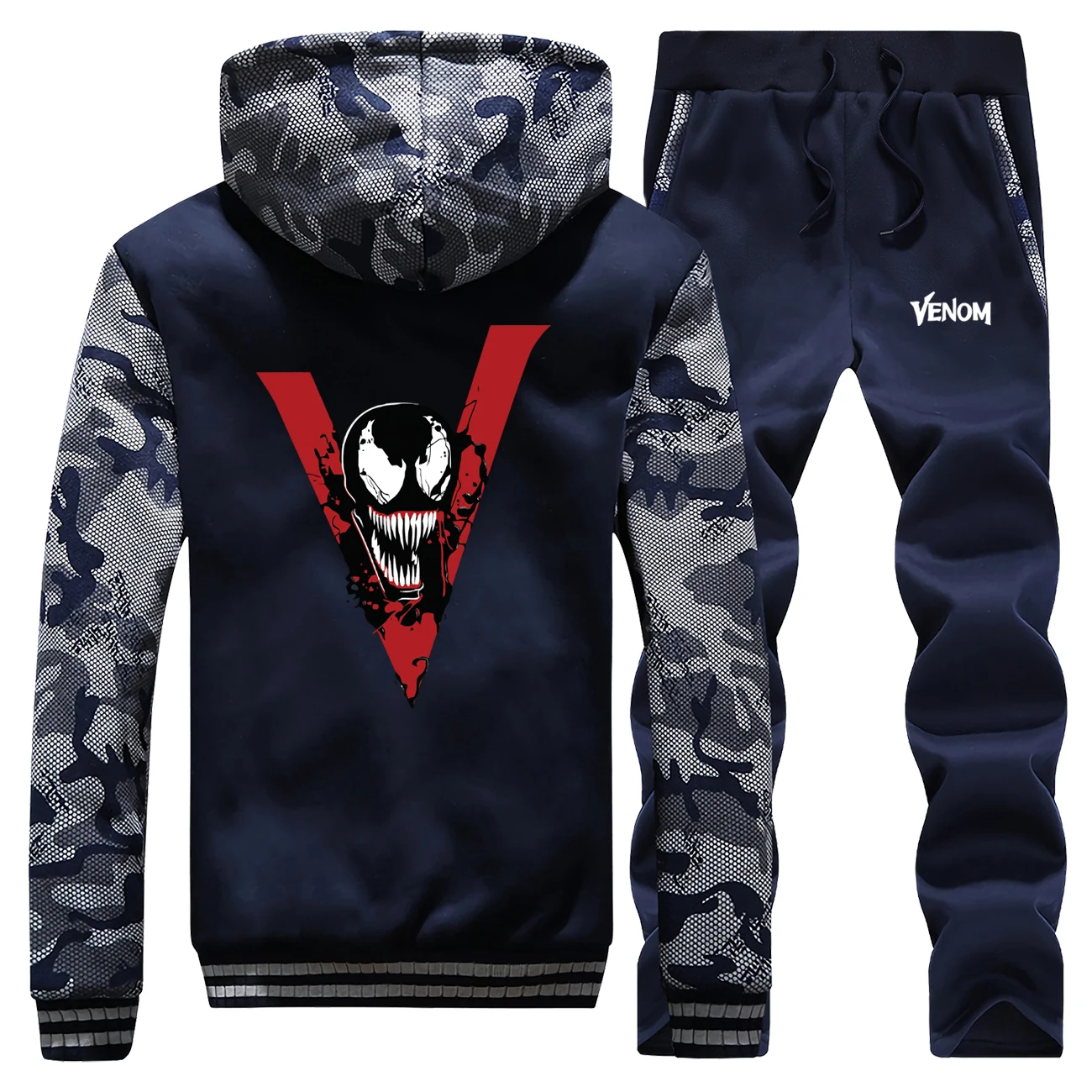 Venom утепленные толстовки для мужчин модный бренд толстовка + брюки комплекты из 2