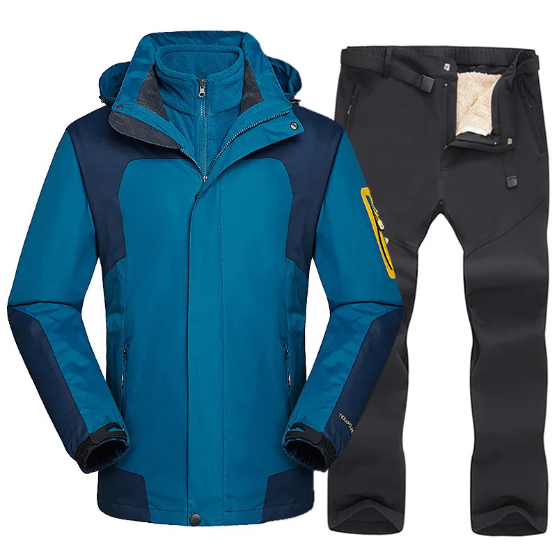 Мужской лыжный костюм на морозы до 30 ° зимний теплый ветрозащитный
