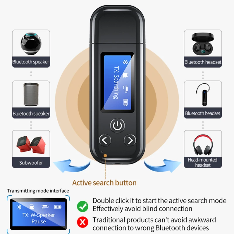 USB Bluetooth 5 0 аудио приемник-передатчик DISOUR с ЖК-дисплеем 3 мм AUX RCA стерео