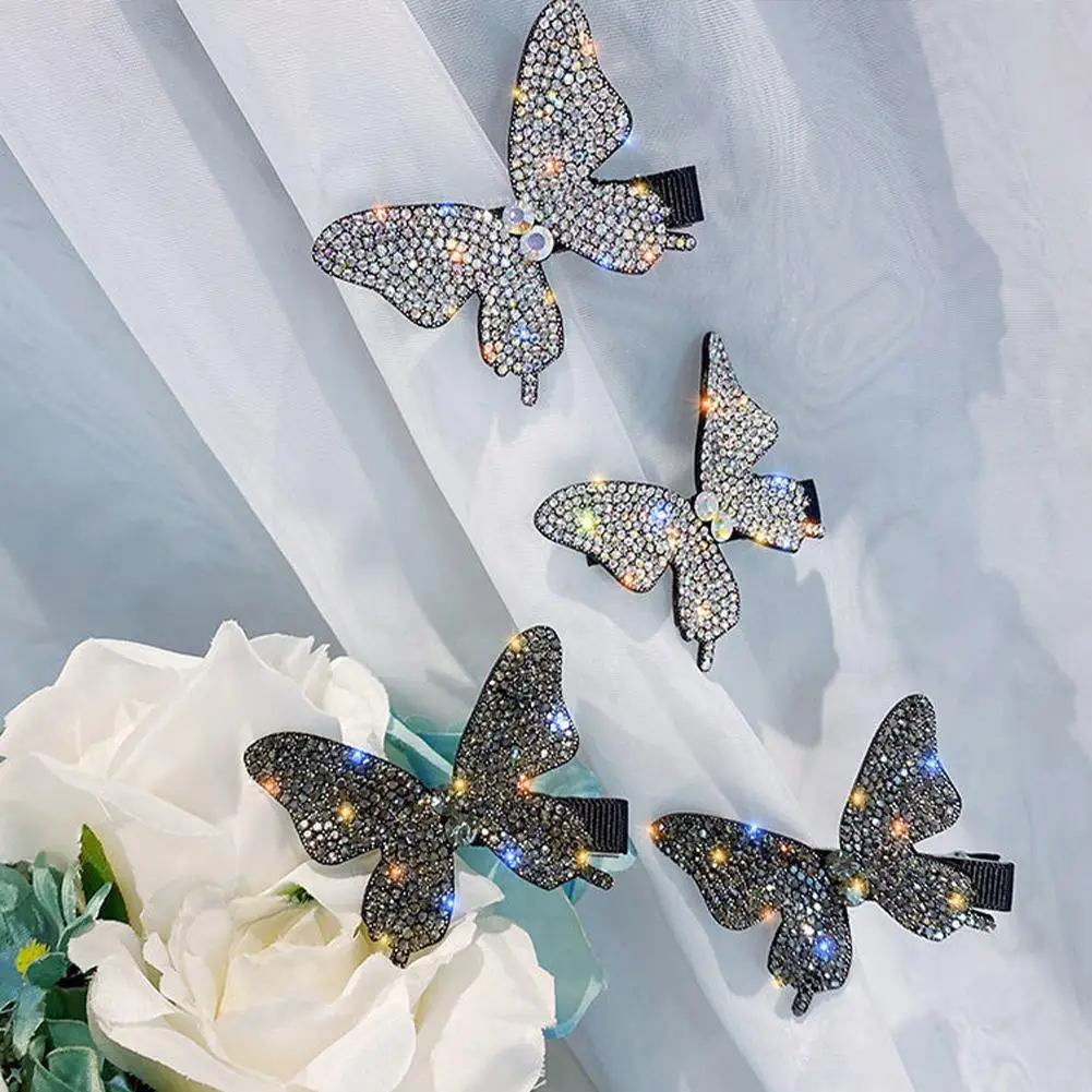 

2021 New Full Diamond Butterfly Hairpin Fairy Simple Clip Bangs Hair Side Card Women Jewelry Hair Clip Clip Headdress Duckb L1X2