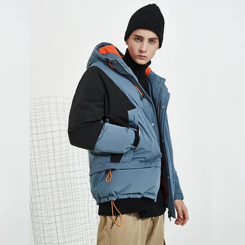 Мужской толстый пуховик повседневный свободный с капюшоном зима 2019|Мужские