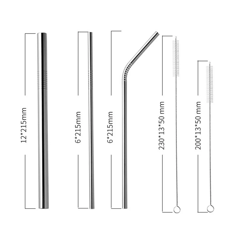 

Reusable Drinking Straw Metal Straw Set 304 Stainless Steel Straws Set Household Kitchen Drinking Straws High Quality