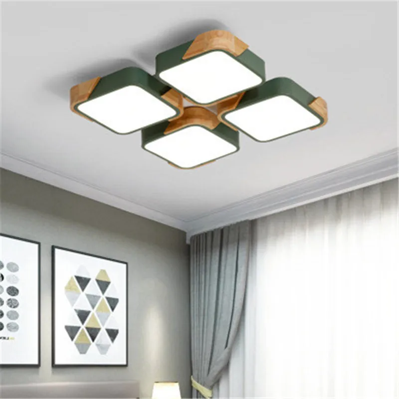 

Nordic Ceiling Lamp LED Lamp Living Room Light Atmosphere Personality Log Hall Restaurant Lights Rectangular Wrought Iron Modern