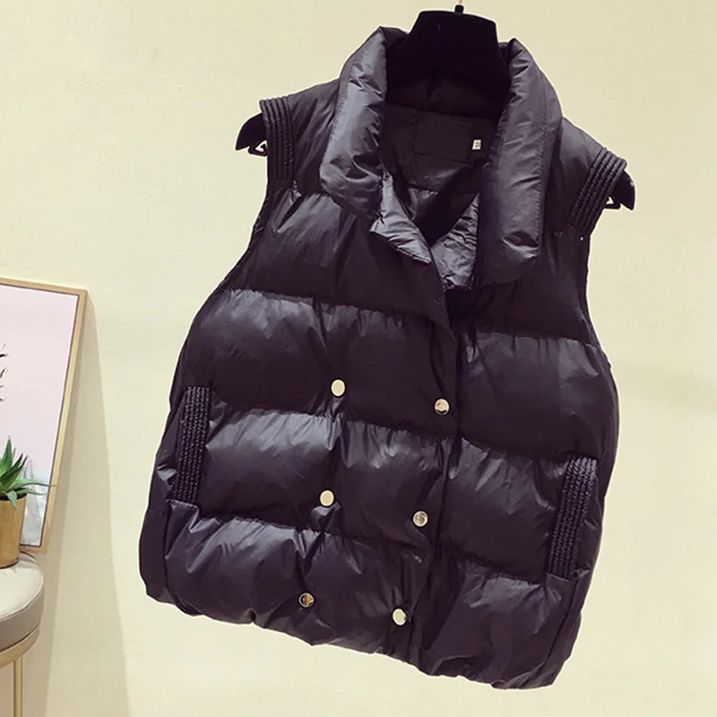 Style 5-Black 5 Осень-зима, женский жилет, жилет на пуговицах с карманами, теплые жилеты для женщин, отложной воротник, без рукавов, женская повседневная куртка, пальто - Цвет: Style 5-Black 5
