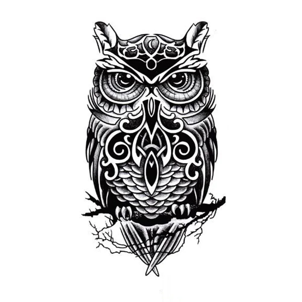 

New Temporary Tattoo Hand Painted Owl Tattoo Stickers Waterproof Tattoo Stickers