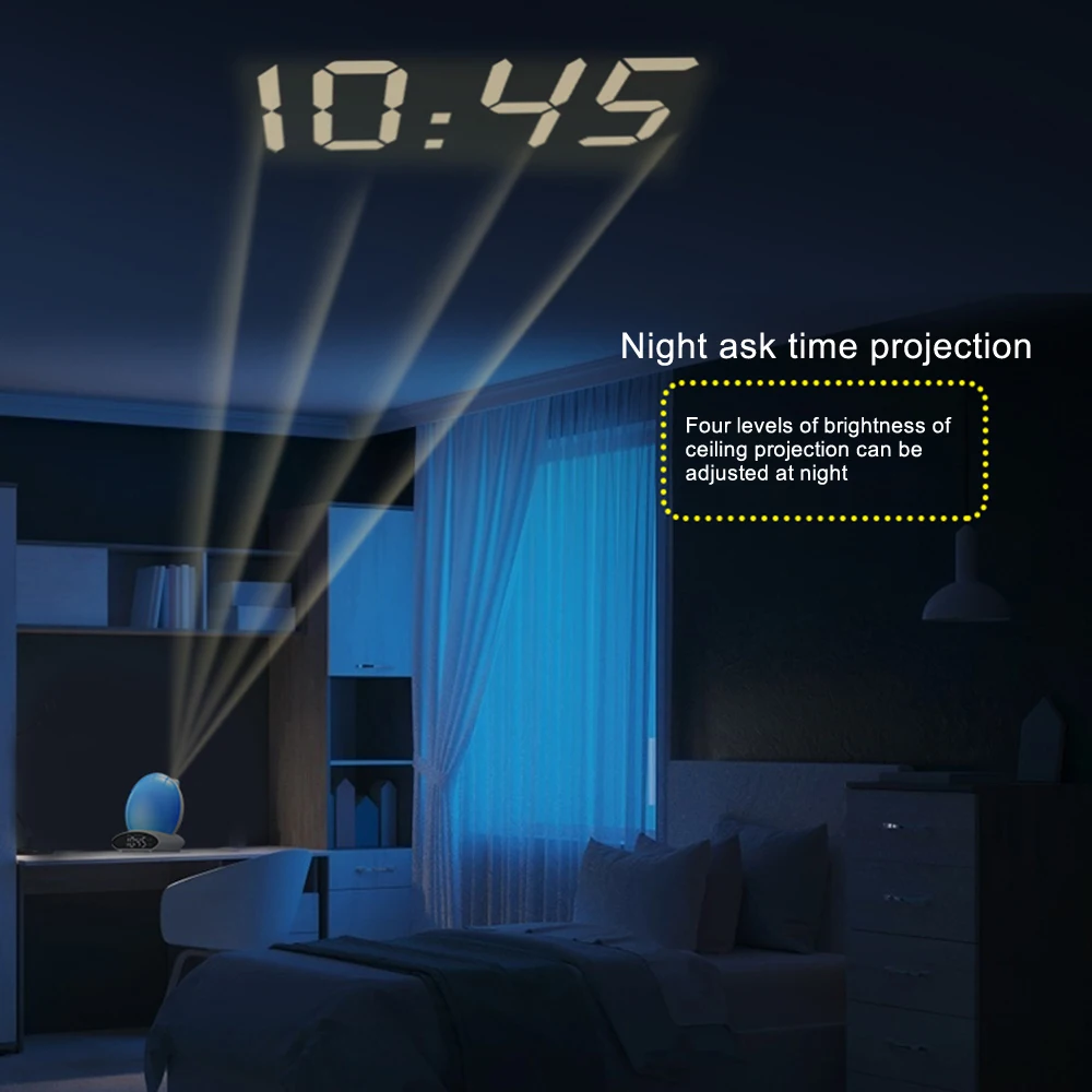 

Wake Up Light Digital Alarm Clock LED Display Time Projection Radio Brightness Adjustable Sunrise Sunset Simulation Night Light