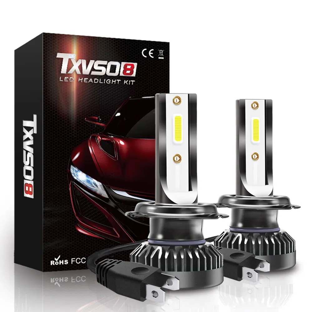 

TXVSO8 H7 H4 LED Headlight Bulb Luces Led Auto Headlamp 80W 12V Car Accessories 6000K Turbo Led Fog Lights 8000LM 360 Degree