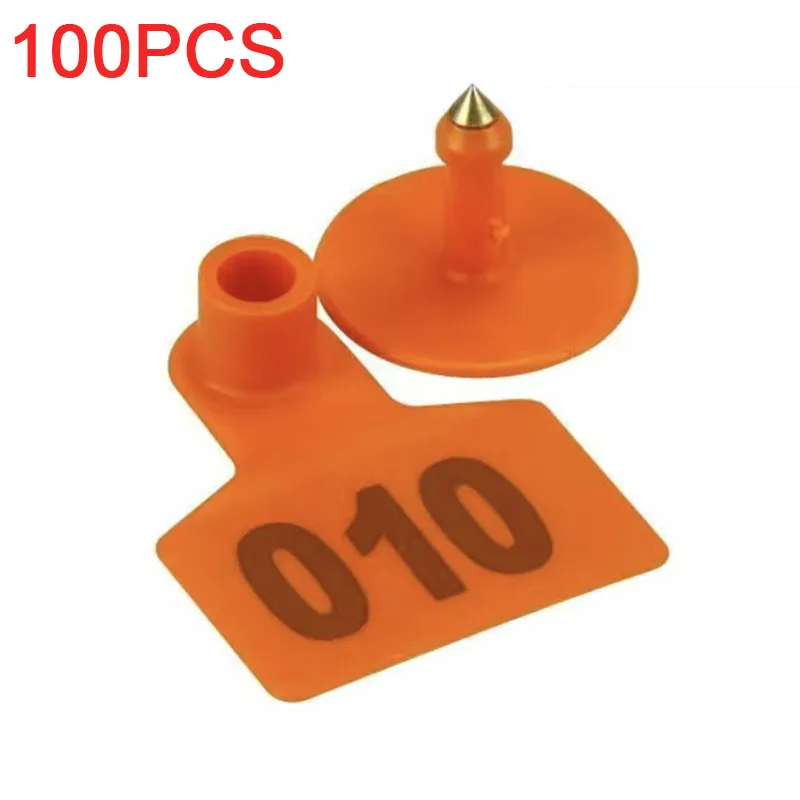 

100 шт. Ушные бирки для свиней, пластина, цифровой маркер, этикетка с Медной головкой, серьги, 3 цвета, идентификационная карта для животных на ...